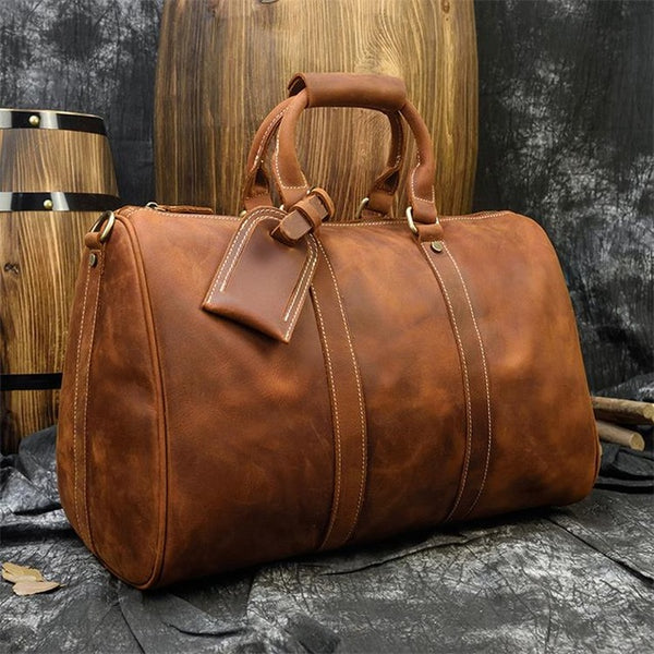 Extra large crazy horse genuine leather travel bag men big capacity Real leather shoulder weekend luggage bag handbag for man