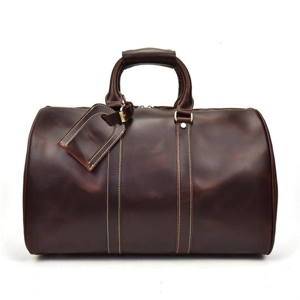 Luufan Genuine Leather Travel Bag Real Cowskin Travelling Handbags Weekender Bag Carry On Luggage Men Male Leather Duffle Bags