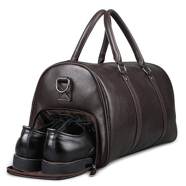 Men Genuine Leather Travel Bag Large Capacity Gym Bag Duffle Bags Big Weekender Luggage handbag Casual Sports shoulder Bag FEGER