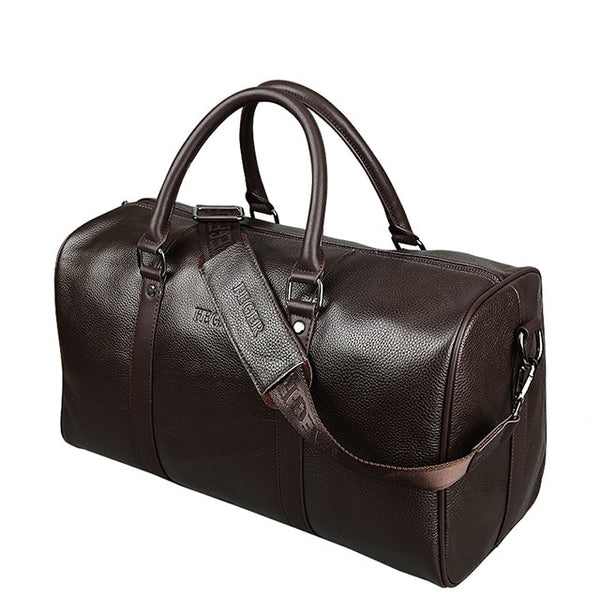 Men Genuine Leather Travel Bag Large Capacity Gym Bag Duffle Bags Big Weekender Luggage handbag Casual Sports shoulder Bag FEGER