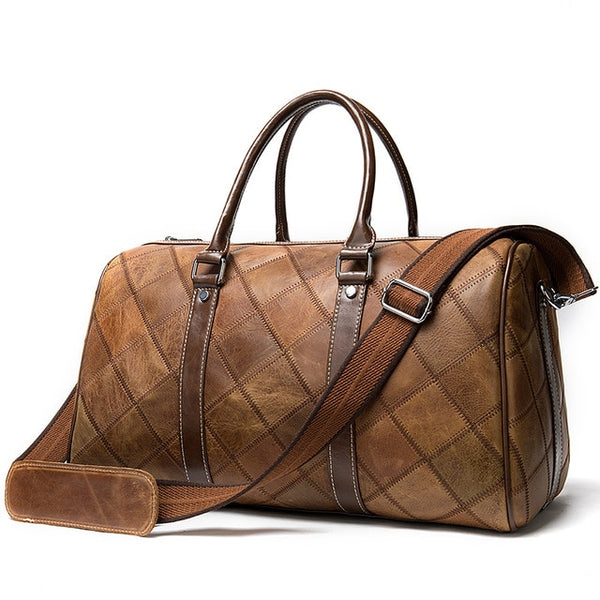 WESTAL Men's Luggage Travel Bags Genuine Leather Duffle Bag Suitcase and Travel Tote Carry on Luggage Bags Big/Weekend Bags 8883