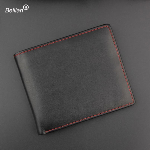 Beilian Small Vintage Wallet Brand High Quality PU Leather Black Men Wallets Short Thin Coin Purse Wallet Card Holder Wallets