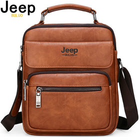 JEEP BULUO Big Size Men's Handbags Famous Brand Man Leather Crossbody Shoulder Messenger Bag For 9.7 inch iPad Casual Business