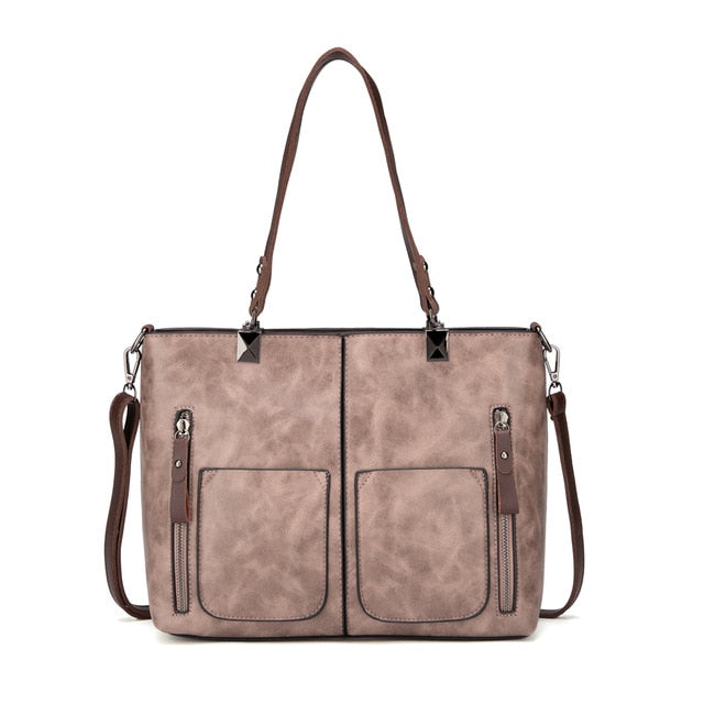 Retro PU Leather Women Shoulder Bag Female Causal Totes for Daily Shopping Handbag