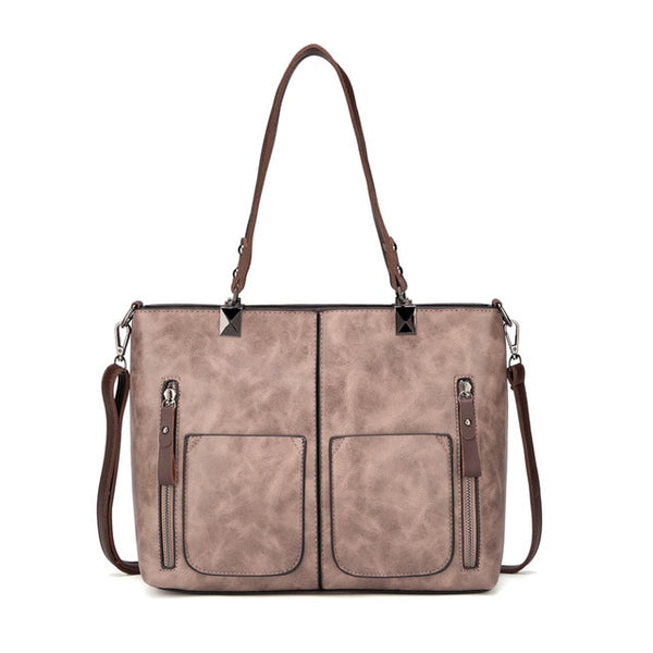 Retro PU Leather Women Shoulder Bag Female Causal Totes for Daily Shopping Handbag
