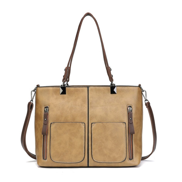 Retro PU Leather Women Shoulder Bag Female Causal Totes for Daily Shopping Handbag
