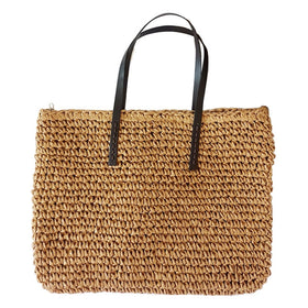 Women Handbag Summer Beach Bag Rattan Woven Handmade Knitted Straw Large Capacity Totes Leather Women Shoulder Bag Bohemia New