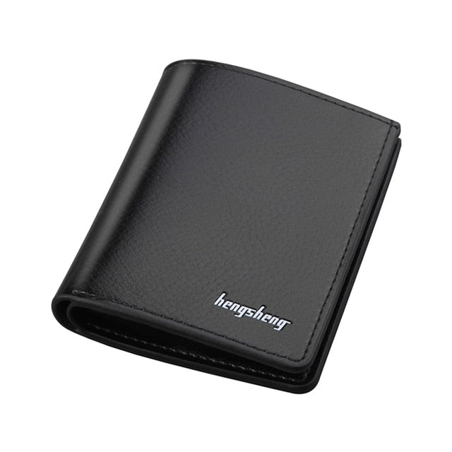 Casual Men's Short Wallets Solid Luxury Retro Wallet Men Genuine Leather Slim Purses Credit Card Holder Business purses male