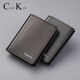 Casual Men's Short Wallets Solid Luxury Retro Wallet Men Genuine Leather Slim Purses Credit Card Holder Business purses male