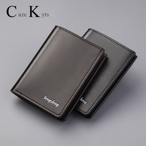 Casual Men's Short Wallets Solid Luxury Retro Wallet Men Genuine Leather Slim Purses Credit Card Holder Business purses male