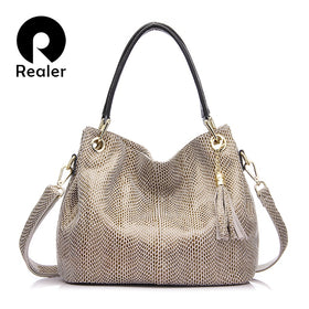 Realer woman handbags genuine leather bag female hobos shoulder crossbody bags high quality leather totes women messenger bag