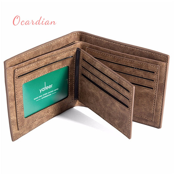 OCARDIAN monedero mujer Brown Men's Leather Wallet ID Credit Card Holder Money Purse Clutch Pockets Gift Casual #30 2018 Gift