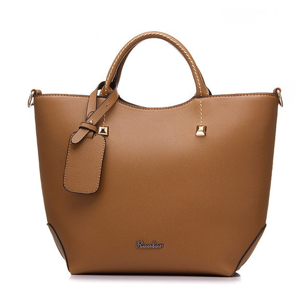 REALER handbag women large bucket shoulder crossbody bag female artificial leather ladies totes messenger top-handle bags soft