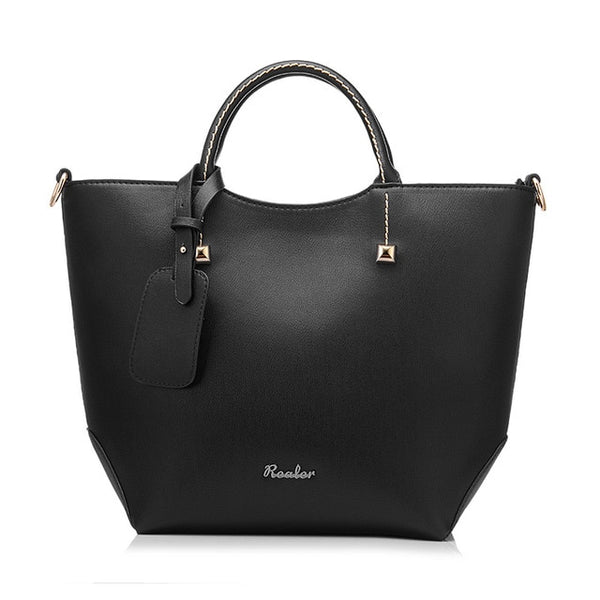 REALER handbag women large bucket shoulder crossbody bag female artificial leather ladies totes messenger top-handle bags soft