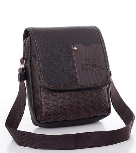 2019 vintage Men's bag shoulder crossbody bags for men messenger bag men leather Pu plaid small male handbags black L4-3333